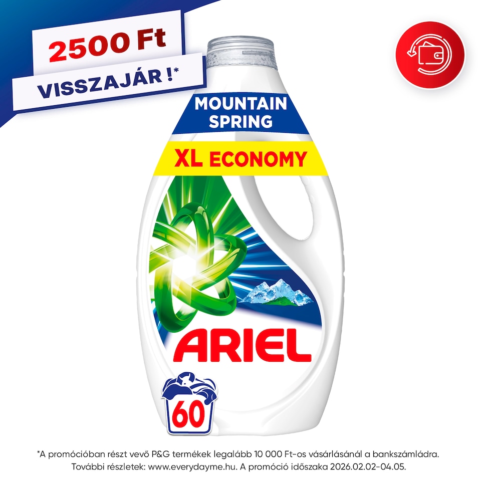 image 1 of Ariel Mountain Spring Universal Washing Liquid, 2.7l, 60 Washes