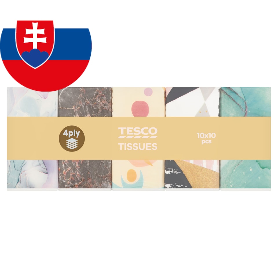 Tesco Papierové vreckovky 4 vrstvy 10 x 10 ks