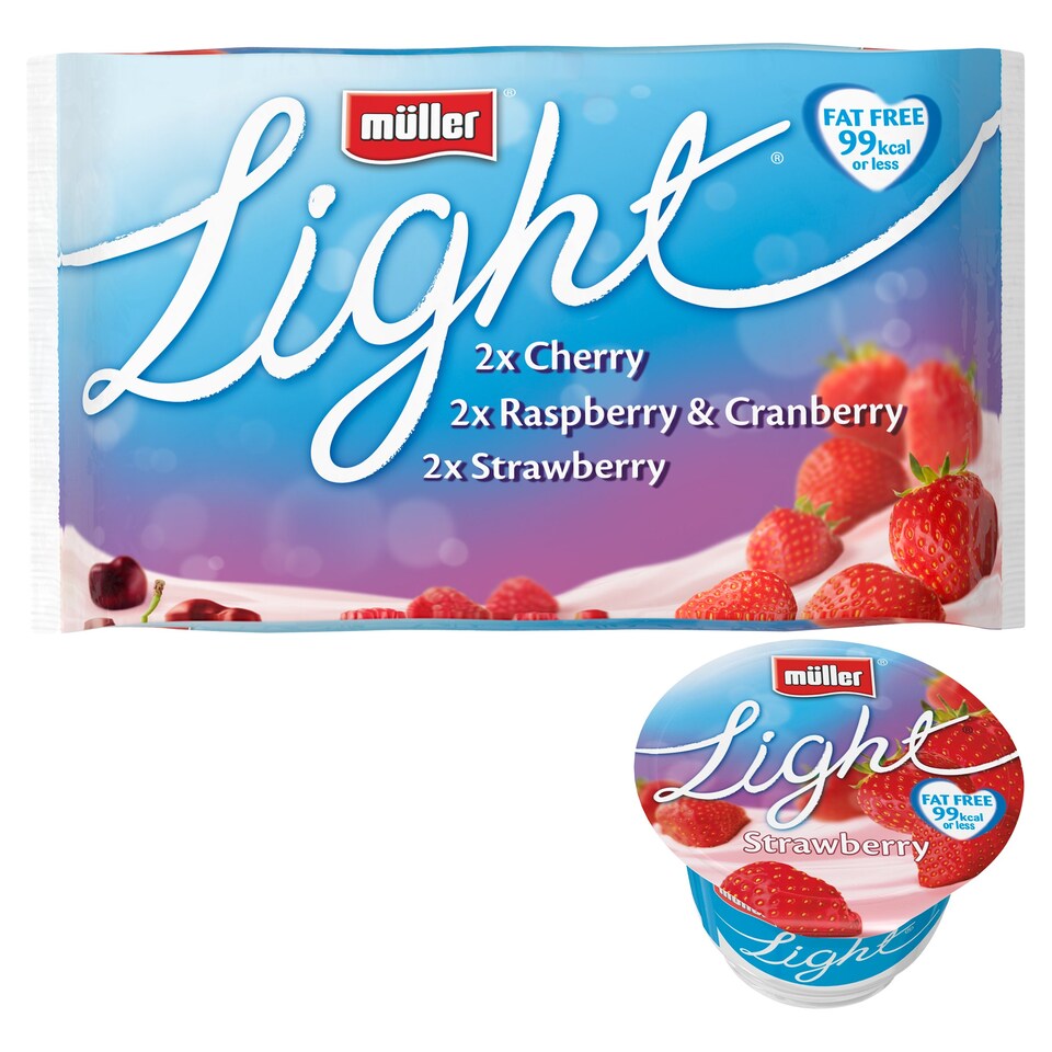 Muller Light Red Fruit Assorted Fat Free Yogurt 6X140g - Tesco Groceries