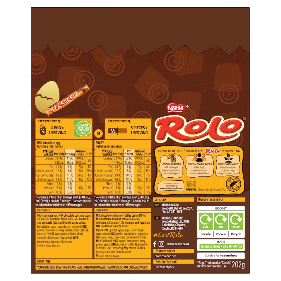 image 1 of Rolo Milk Chocolate Easter Egg 202G
