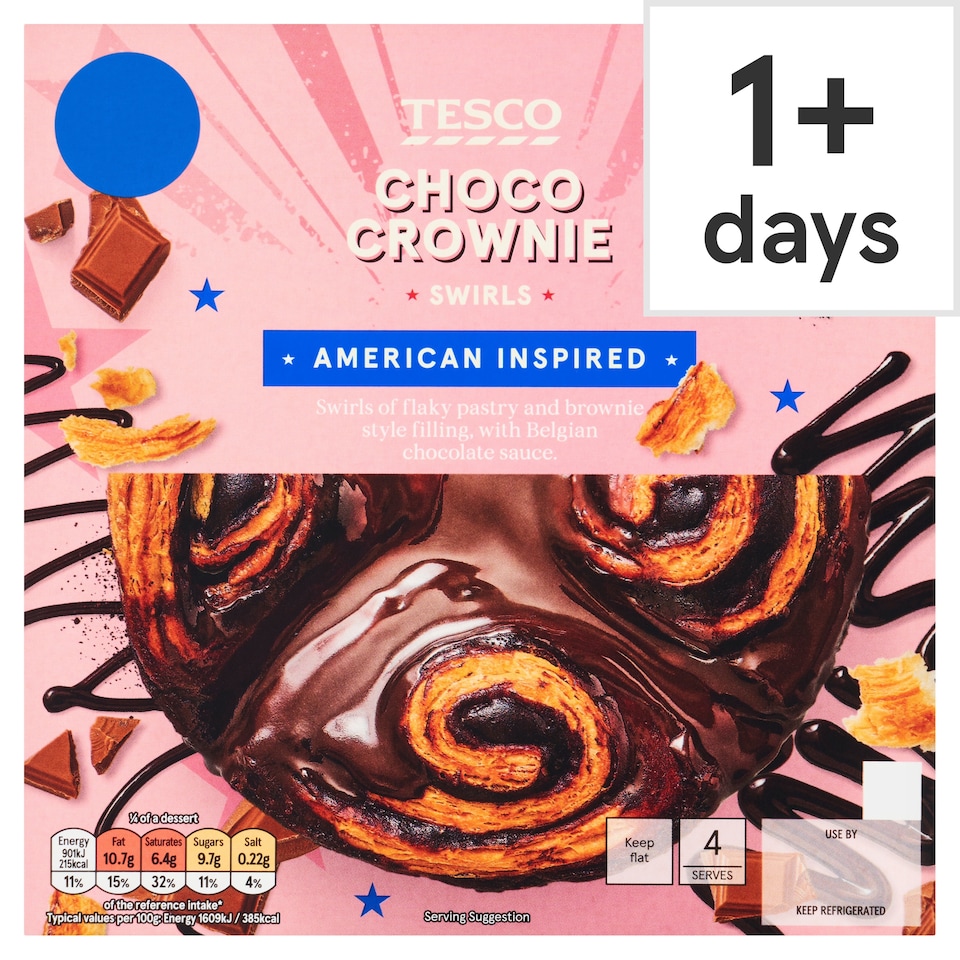 Tesco Choco Crownie Swirls 255g