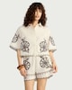 image 1 of F&F Pure Cotton Floral Embroidered Co-ord Shorts in Ivory