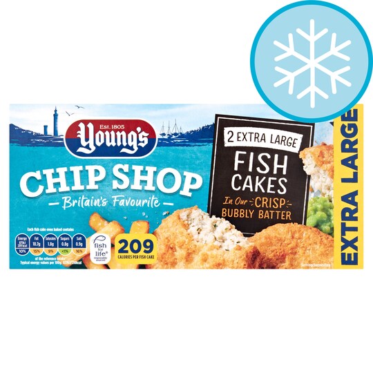 Youngs Chip Shop2 Extra Large Fish Cakes 210G Tesco Groceries