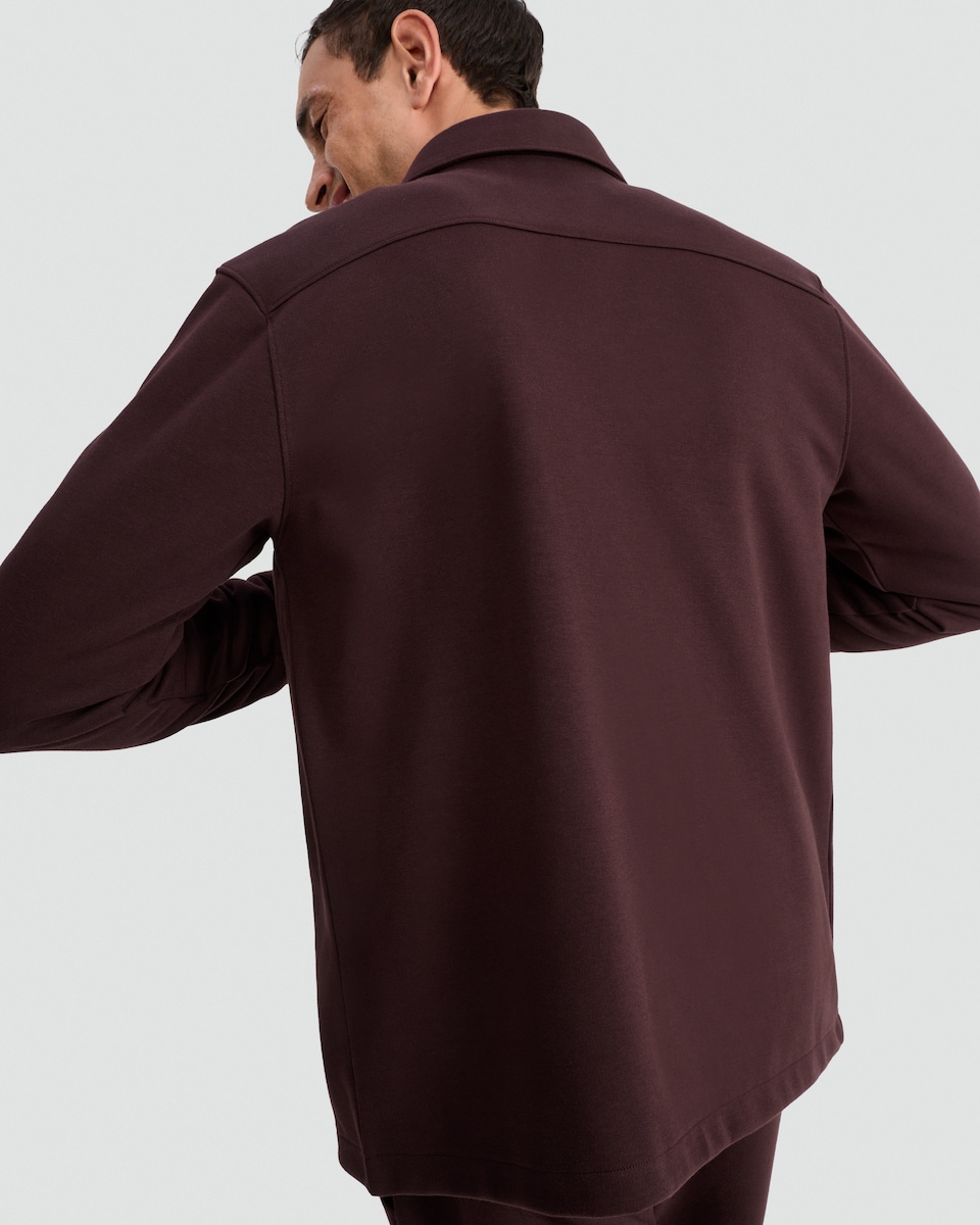 image 1 of F&F Pocket Front Collared Shacket in Purple