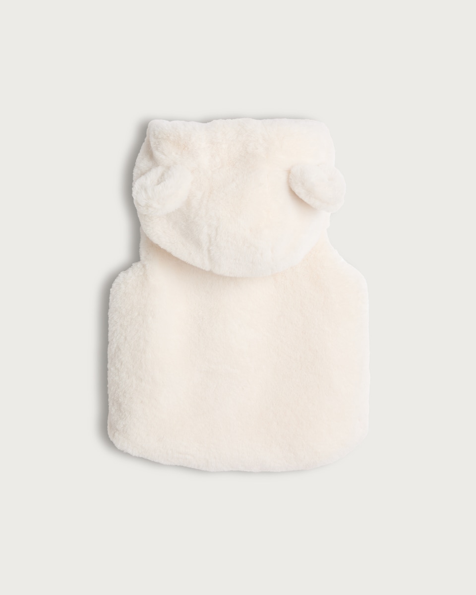 image 1 of F&F Baby Fleece Bear Ears Hooded Gilet in Cream