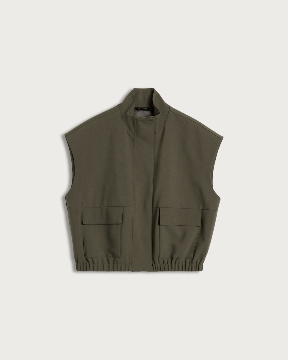 image 1 of The F&F Edit Sleeveless Gilet in Khaki