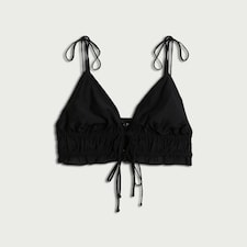 F&F Ruched Tie Strap Beach Bralette in Black