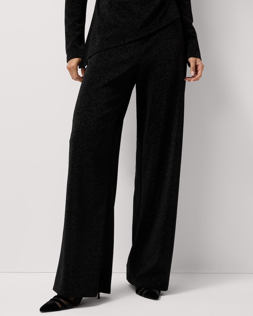 image 1 of F&F Sparkley Wide Leg Co-ord Trousers in Black