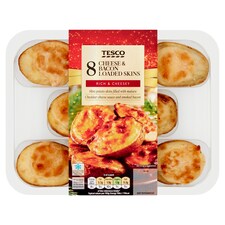 Tesco 8 Mature Cheddar & Smoky Bacon Skins 224G