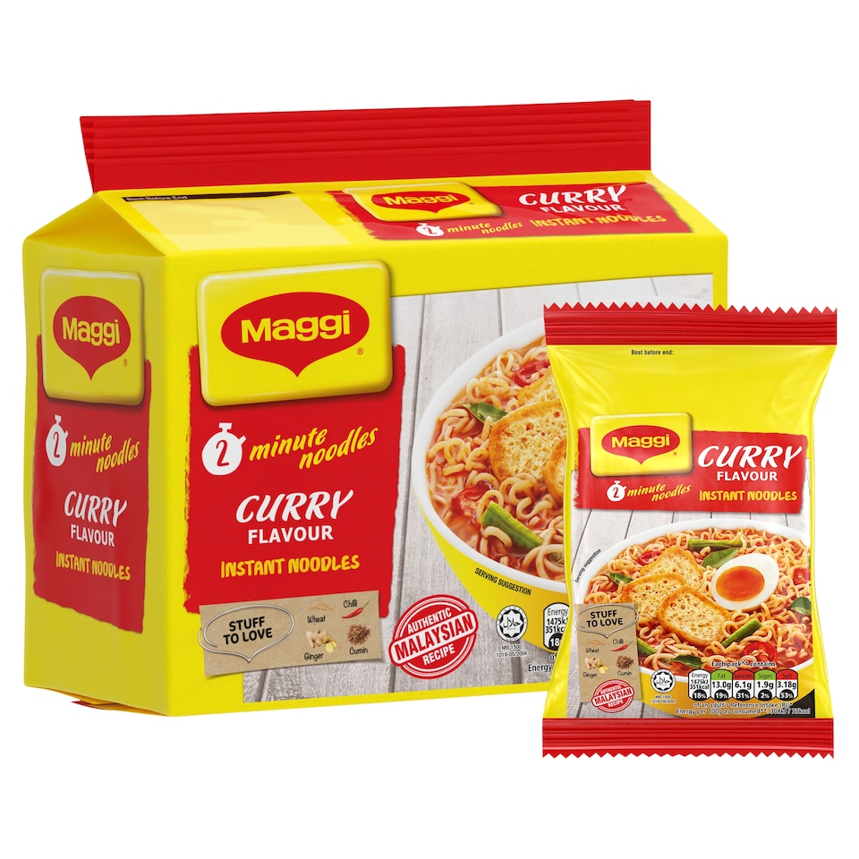 Maggi 2-Minute Instant Noodles - Curry Flavour 5x79g