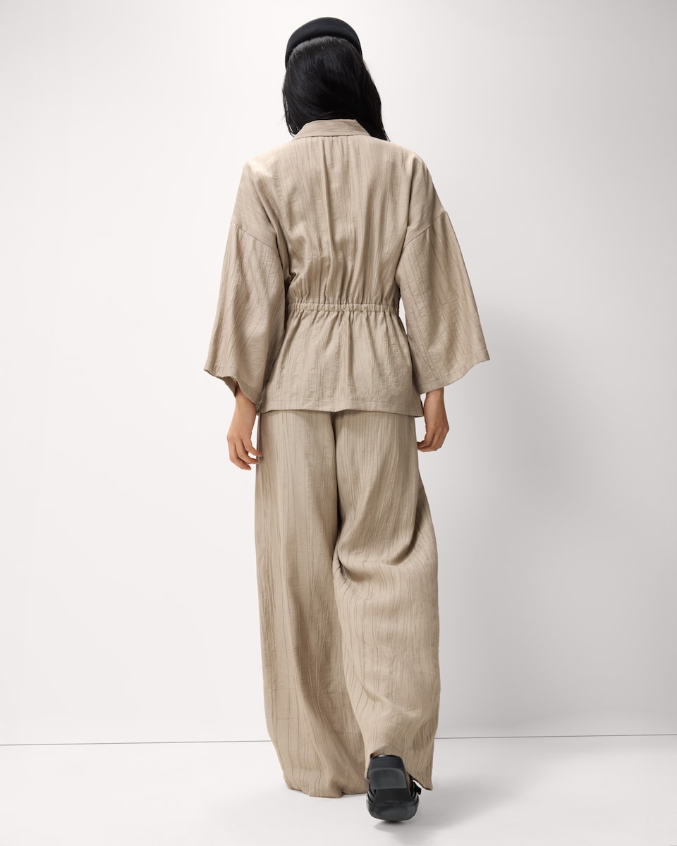 image 1 of F&F Textured Wide Leg Trousers in Mink