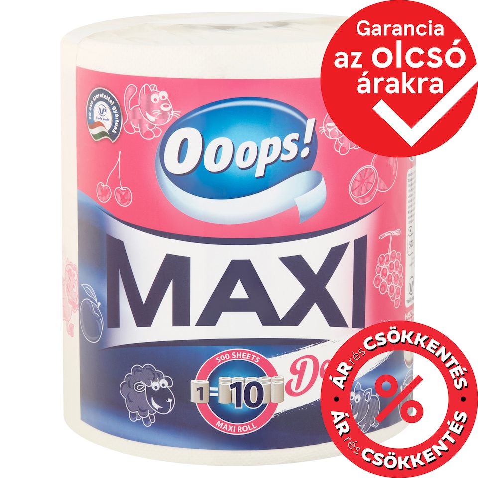 Ooops! Maxi Design háztartási papírtörlő 2 rétegű 1 tekercs