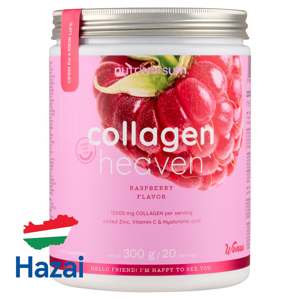 Nutriversum Women Collagen Heaven málna ízesítésű, kollagén- és hialuronsav-tartalmú por 300 g