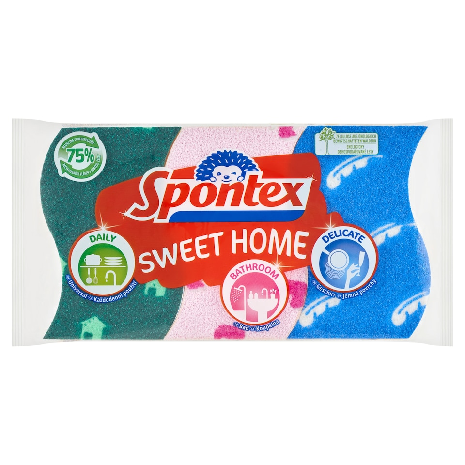 image 1 of Spontex Sweet Home Sponge 3 pcs
