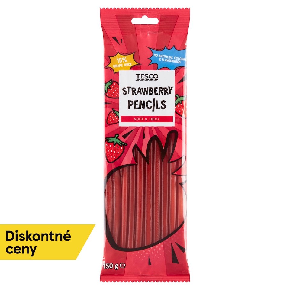 Tesco Strawberry Pencils 150 g