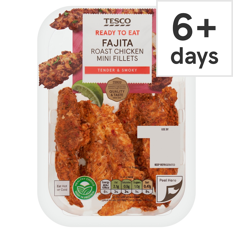 Tesco Fajita Cooked Chicken Breast Mini Fillets 170G
