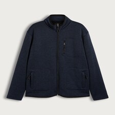F&F Fleece Snit Textured Zip Pocket Jacket in Navy