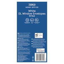 Tesco White DL Window Envelopes 50Pk