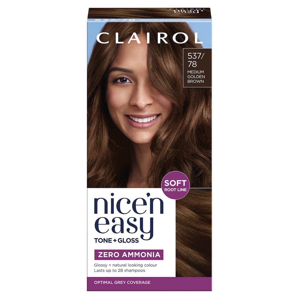 image 1 of CLAIROL NICE'N EASY TONE+GLOSS SEMI PERMANENT HAIR DYE - 537/78 MEDIUM GOLDEN BROWN