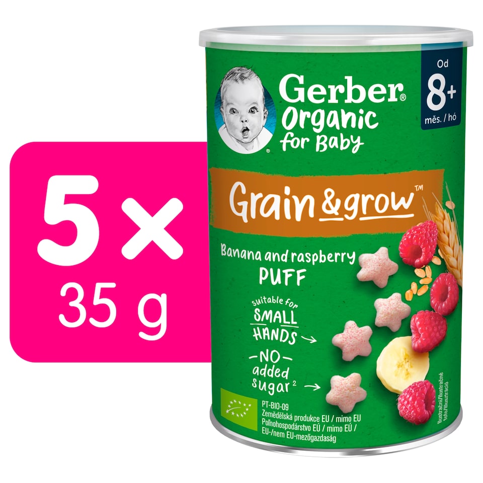 Obrázek 1 pro produkt GERBER Organic křupky s banánem a malinami 35g