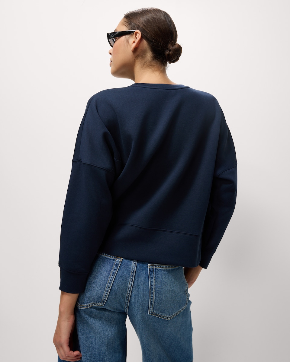 image 1 of F&F Boxy Long Sleeved Top in Navy