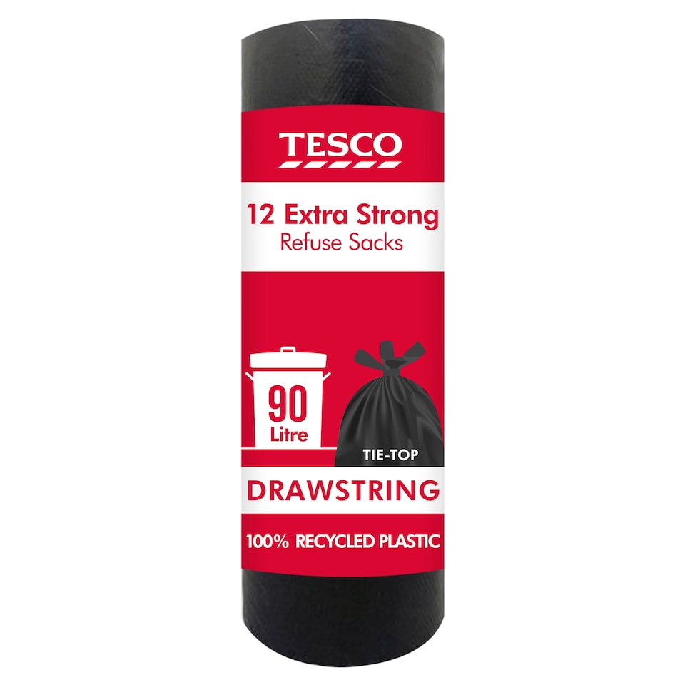 Tesco Extra Strong Refuse Sacks 90 Litre 12 Pack