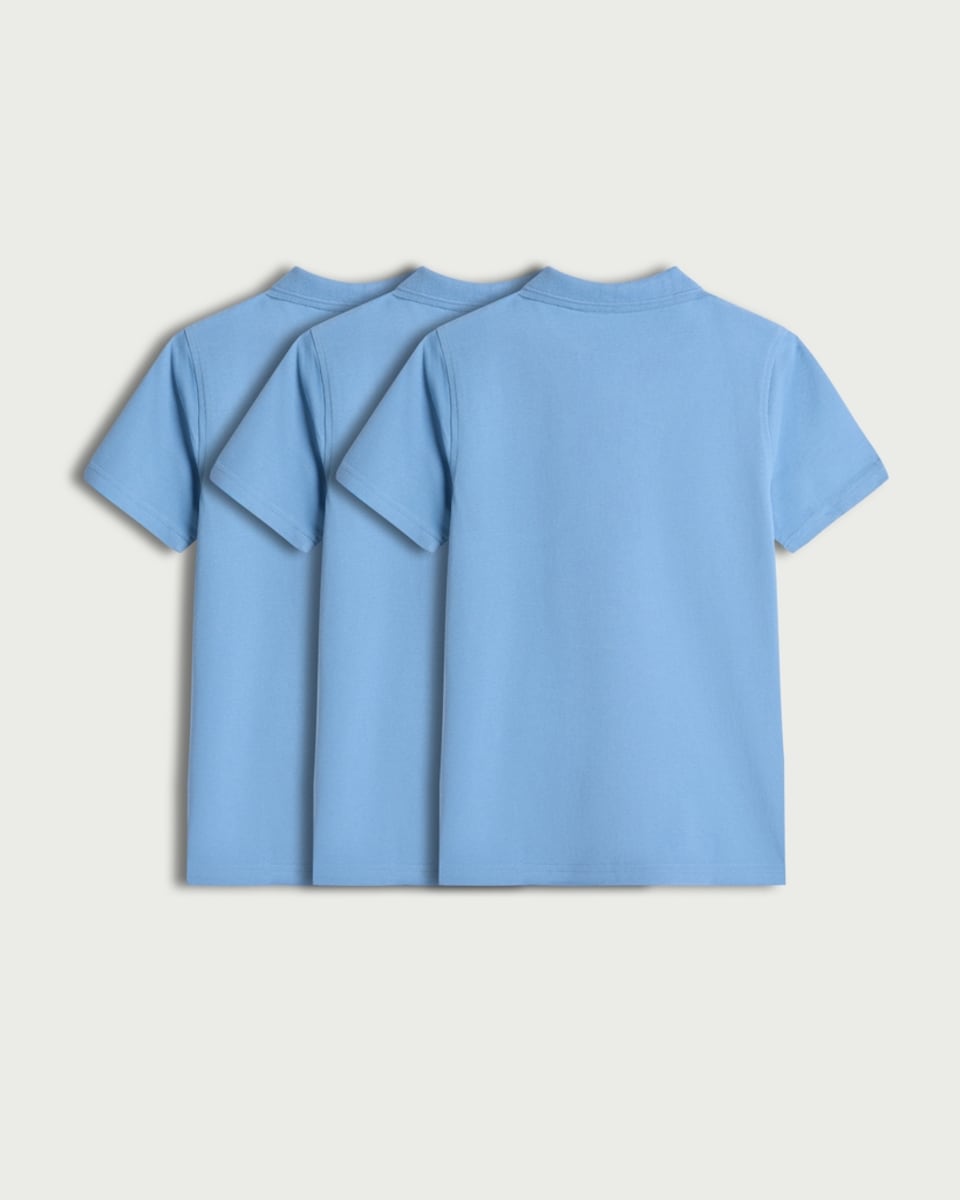image 1 of F&F School Unisex 3-Pack Pure Cotton Regular Fit Polo Shirts in Blue