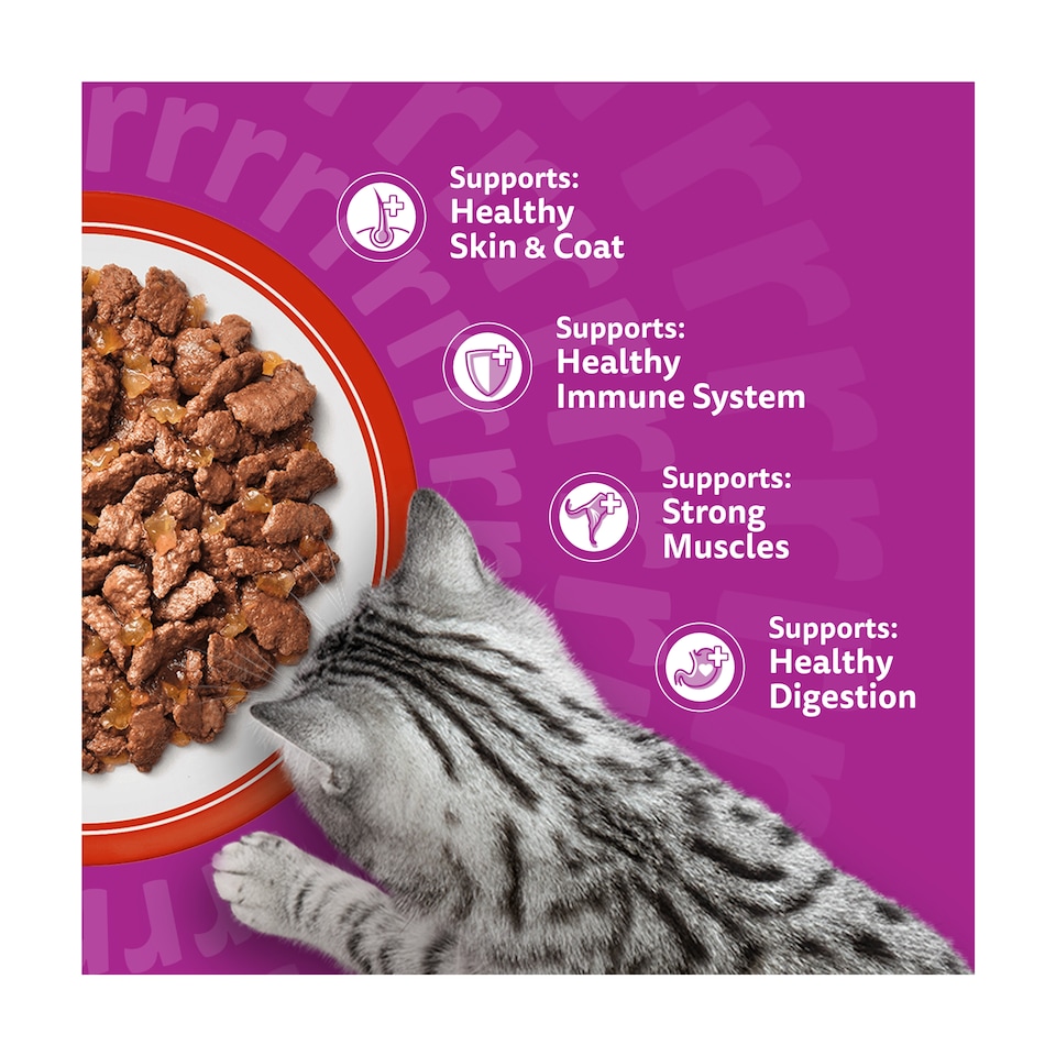 image 1 of Whiskas Adult Wet Cat Food Pouches Meaty Meals in Jelly 12x85g