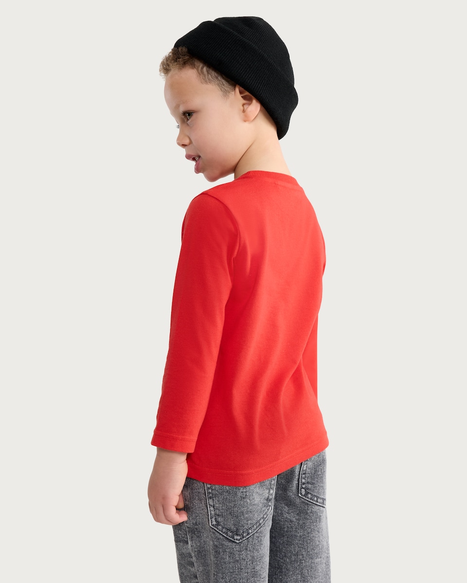 image 1 of F&F Boys Pure Cotton Christmas Printed T-Shirt in Red