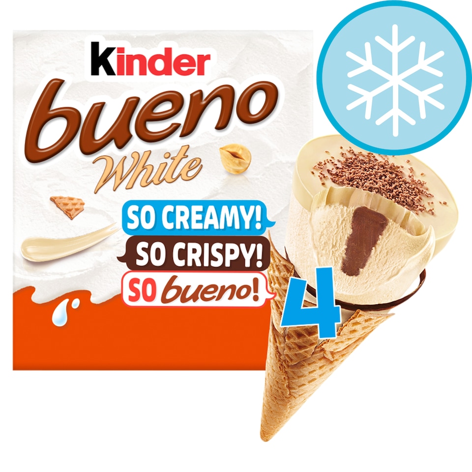 image 1 of Kinder Bueno White And Hazelnut Ice Cream Cone 4 X 90Ml