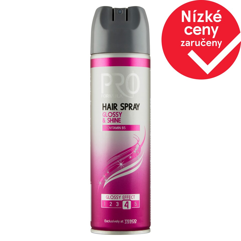 Tesco Pro Formula Glossy & Shine lak na vlasy 250ml