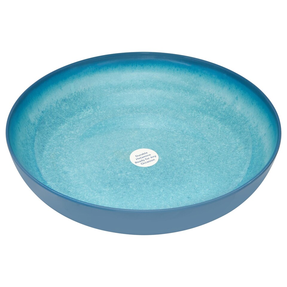 image 1 of Reactive Glaze Aqua Large Salad Bowl