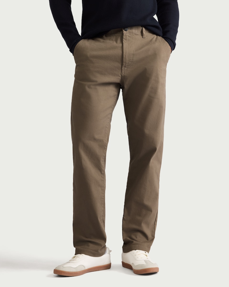 image 1 of F&F Cotton Rich FREEFIT® Chino Trousers in Stone