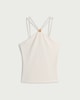 image 4 of F&F Halterneck Gold Accent Vest in Cream