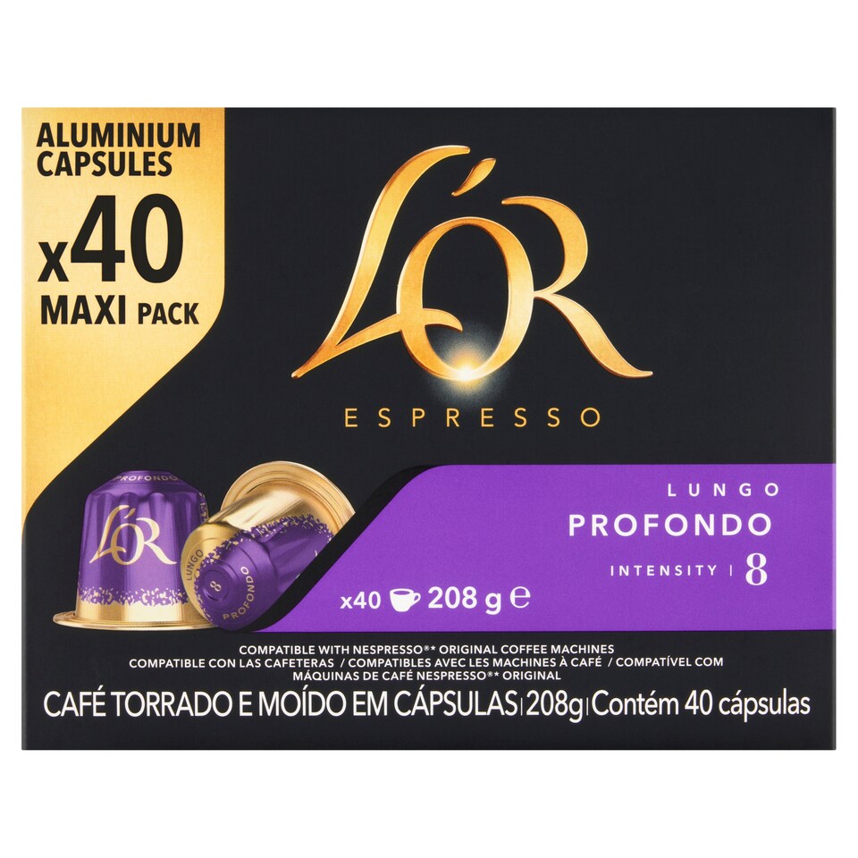 obrázok 1 z L'OR Espresso Lungo Profondo pražená mletá káva 40 kapsúl 208 g