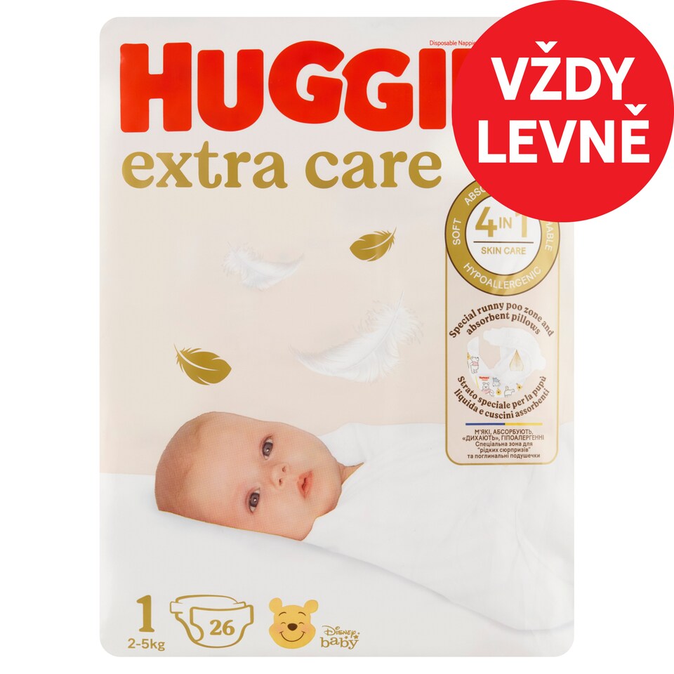 image 1 of Huggies Extra Care Diapers Size 1 Children 2-5kg 26 pcs