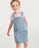 image 2 of F&F Girls Cotton Rich Denim Pinafore and T-Shirt Set in Multi Blue