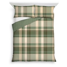 F&F Home Green Check Brushed Duvet Set King