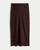 image 5 of F&F Satin Midi Slip Skirt in Chocolate