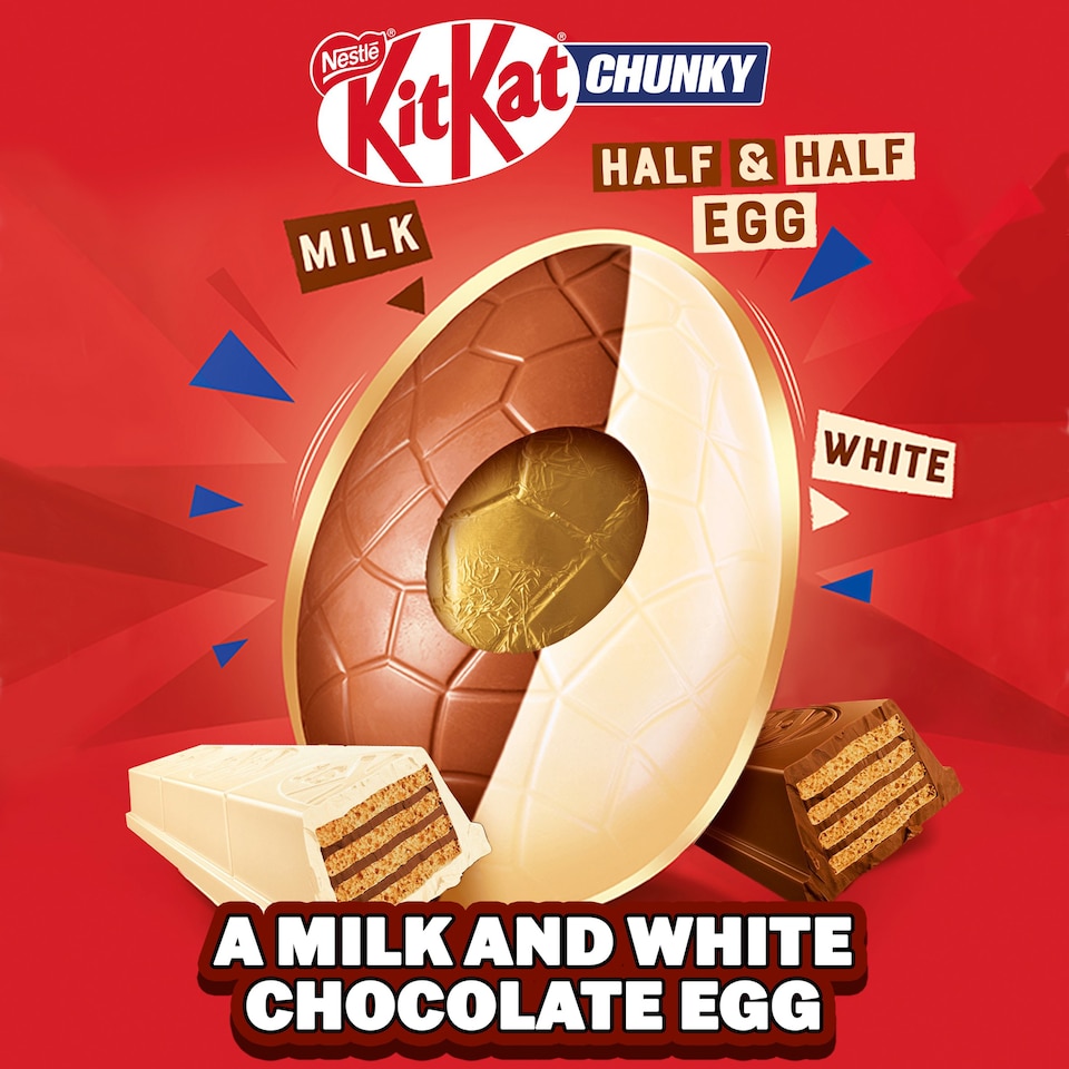 image 1 of Kit Kat Chunky Milk & White Chocolate Easter Egg & 2 Bars 230g