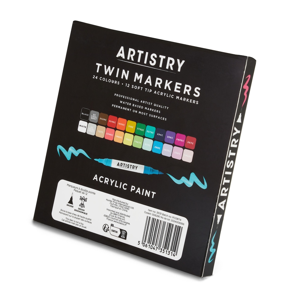 image 1 of Artistry 12pk Acrylic Twin Paint Markers