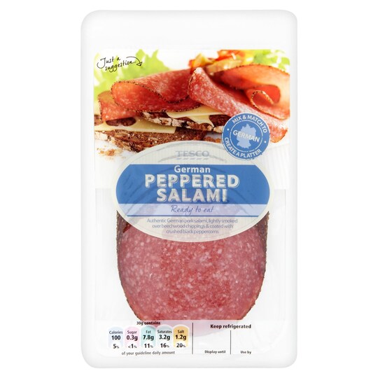 Tesco German Peppered Salami 125G Tesco Groceries