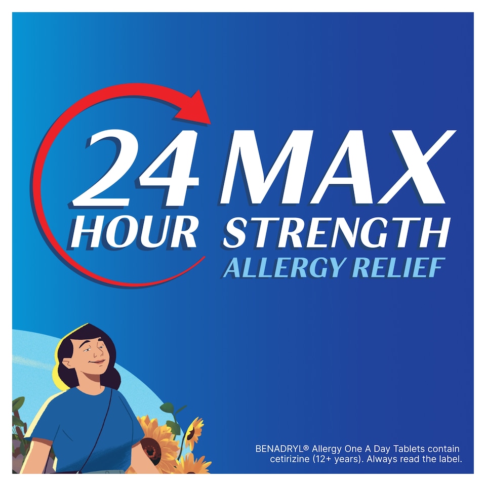 image 1 of Benadryl One a Day Allergy Tablets with Cetirizine 7s