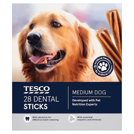 Tesco 28 Dental Sticks Medium Dog 720G Tesco Groceries