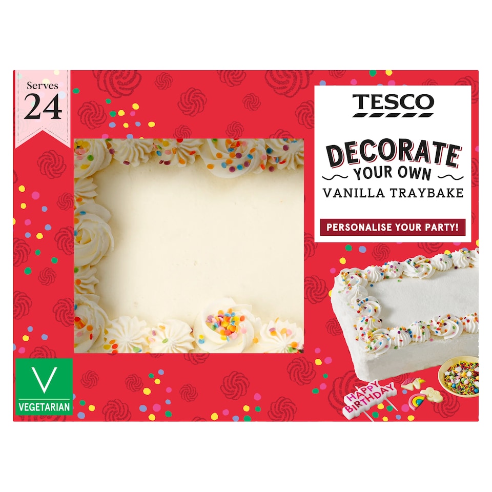Tesco Decorate Your Own Vanilla Traybake 24 Servings