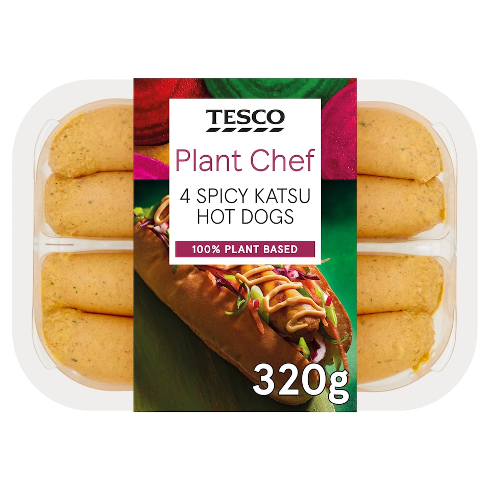 Tesco Plant Chef 4 Spicy Katsu Hot Dogs 320G