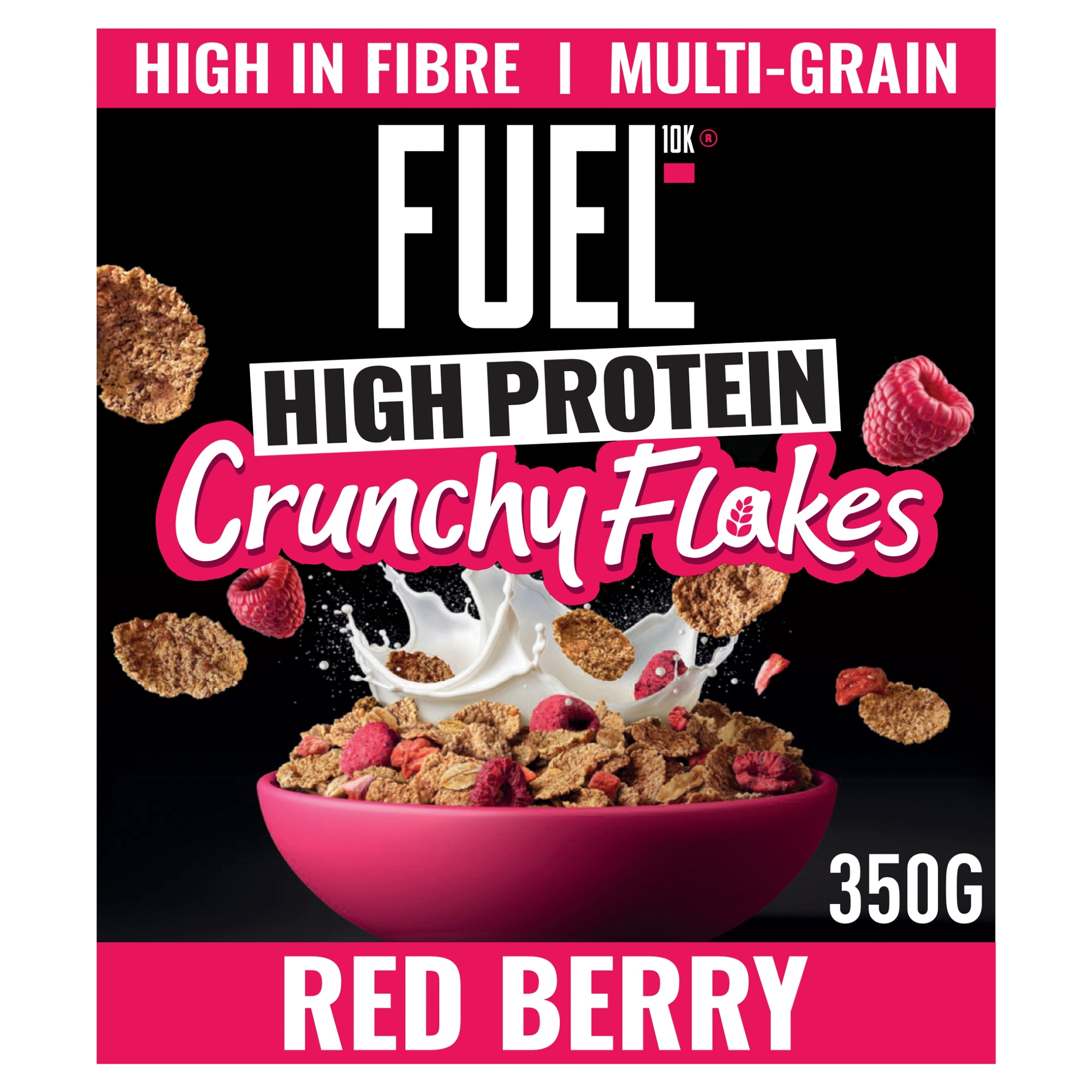 FUEL10K Red Berry Multigrain Flakes High Protein Breakfast Cereal 350g
