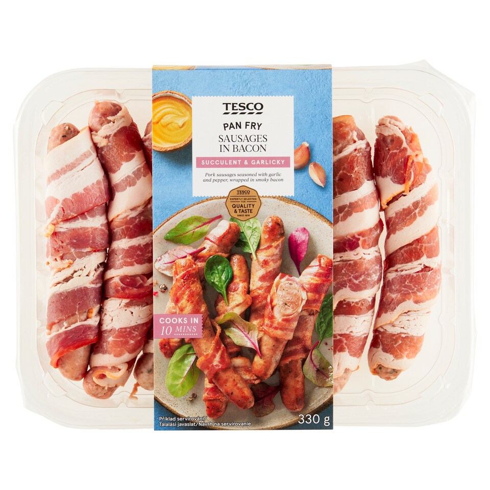 Tesco Pan Fry Sausages in Bacon 330g