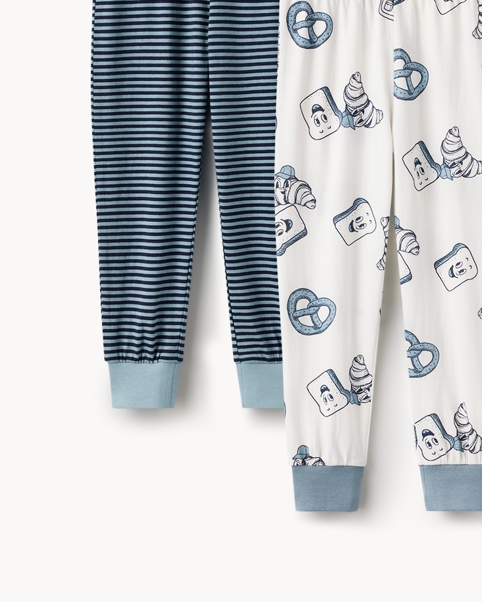 image 1 of F&F 2-Pack Pure Cotton Breakfast Club Pyjama Sets in Multi