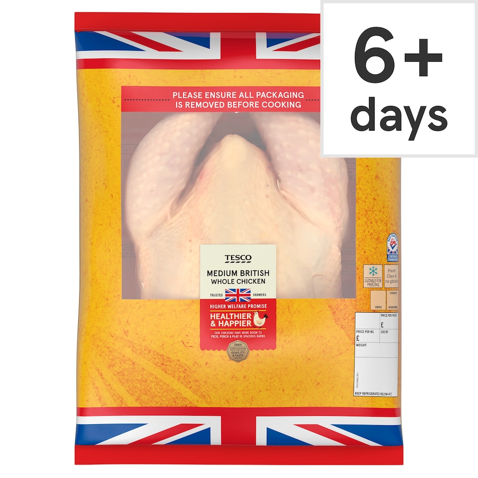Tesco Medium Whole Chicken 1.3-1.7kg